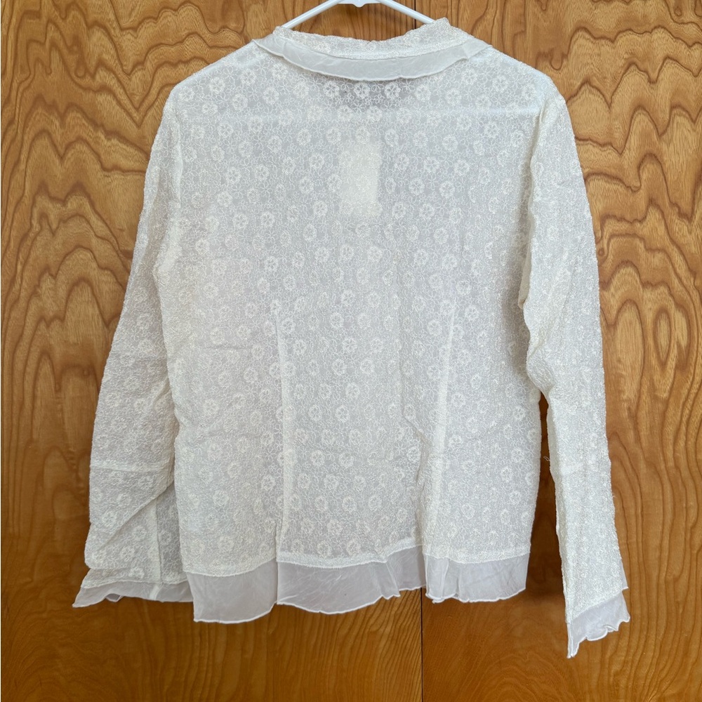 J. Jill Sheer White Lace Blouse - Picture 2 of 3